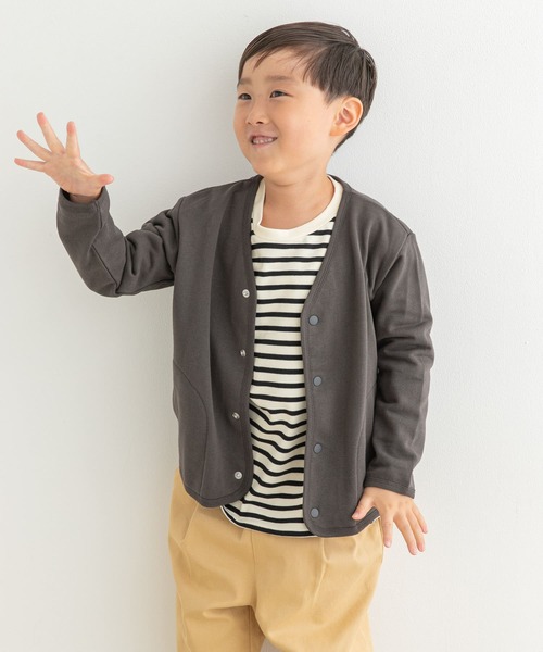 URBAN RESEARCH DOORS（アーバンリサーチドアーズ）の「裏毛Vネックカーディガン(KIDS)（Tシャツ/カットソー・キッズ・チャコールグレー/ホワイト系その他・105/120/135）」の12枚目の写真