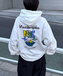 【MARK GONZALES / マークゴンザレス】別注 ビッグシルエット イラストバックプリント プルオーバーパーカー フーディー カットソー ユニセックス