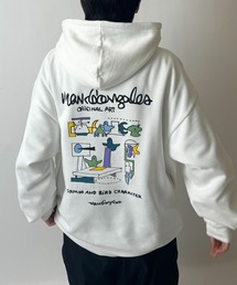 【MARK GONZALES / マークゴンザレス】別注 ビッグシルエット イラストバックプリント プルオーバーパーカー フーディー カットソー ユニセックス