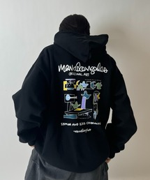 【MARK GONZALES / マークゴンザレス】別注 ビッグシルエット イラストバックプリント プルオーバーパーカー フーディー カットソー ユニセックス