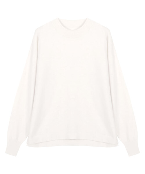 KOBE LETTUCE（コウベレタス）の「[ M/L/XL 選べるネック ] メルティベーシックニットトップス（ニット/セーター・レディース・ホワイト系/アイボリー系1/イエロー系/イエロー/ネイビー/ブルー系/ブラック系/ホワイト/ブラウン/ピンク/グリーン/ベージュ系/ピンク系/グリーン系/バーガンディー/アイボリー系/ブルー/グレー/グレー系/ネイビー系/ブラック/ブラウン系/レッド系/ベージュ/レッド系1/レッド/コーラルピンク/ブラック系1/ライトグレー系/ライトグレー系1/グレー系1/ベージュ系1/アイボリー系2/ブルー系1/ブルー系2/ピンク系1/ピンク系2/サックスブルー/ライトグレー・L/M/XL）」の3枚目の写真