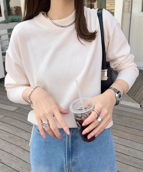 KOBE LETTUCE（コウベレタス）の「[ M/L/XL 選べるネック ] メルティベーシックニットトップス（ニット/セーター・レディース・ホワイト系/アイボリー系1/イエロー系/イエロー/ネイビー/ブルー系/ブラック系/ホワイト/ブラウン/ピンク/グリーン/ベージュ系/ピンク系/グリーン系/バーガンディー/アイボリー系/ブルー/グレー/グレー系/ネイビー系/ブラック/ブラウン系/レッド系/ベージュ/レッド系1/レッド/コーラルピンク/ブラック系1/ライトグレー系/ライトグレー系1/グレー系1/ベージュ系1/アイボリー系2/ブルー系1/ブルー系2/ピンク系1/ピンク系2/サックスブルー/ライトグレー・L/M/XL）」の18枚目の写真