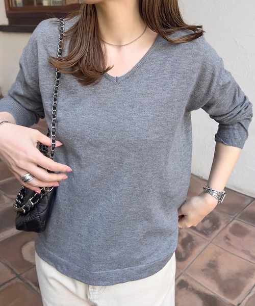 M/L/XL 選べるネック ] メルティベーシックニットトップス（ニット