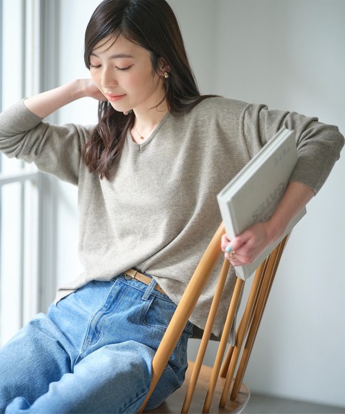M/L/XL 選べるネック ] メルティベーシックニットトップス（ニット