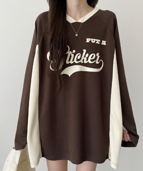 【新品】NOICE 韓国 スウェット 韓国風 ビッグシルエット カレッジロゴ プルオーバー スウェット