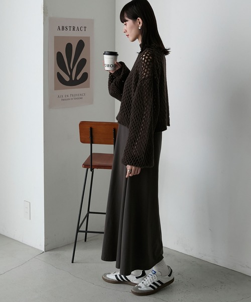 forksy.】2SET ハイネックメッシュ編みニット＆アメスリタンク