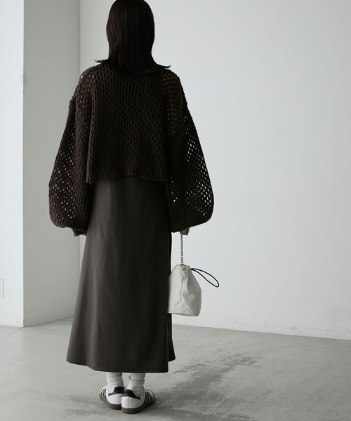 forksy.（フォルクシー）の「【forksy.】2SET ハイネックメッシュ編みニット＆アメスリタンクフレアワンピース（ワンピース・レディース・ネイビー/ベージュ/ブラウン・FREE）」の10枚目の写真