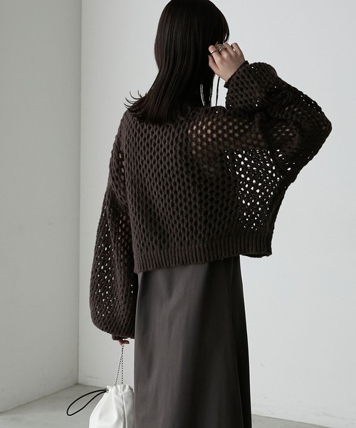 forksy.（フォルクシー）の「【forksy.】2SET ハイネックメッシュ編みニット＆アメスリタンクフレアワンピース（ワンピース・レディース・ネイビー/ベージュ/ブラウン・FREE）」の13枚目の写真