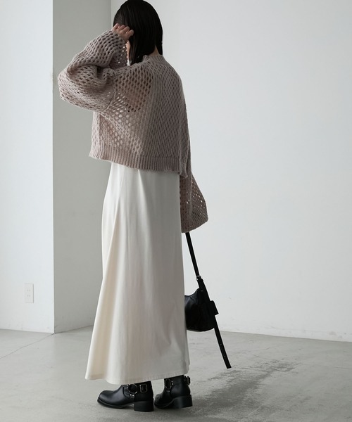 forksy.（フォルクシー）の「【forksy.】2SET ハイネックメッシュ編みニット＆アメスリタンクフレアワンピース（ワンピース・レディース・ネイビー/ベージュ/ブラウン・FREE）」の22枚目の写真