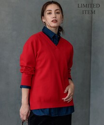 【Lサイズ限定】ヴィスコースストレッチ Vネック ニット