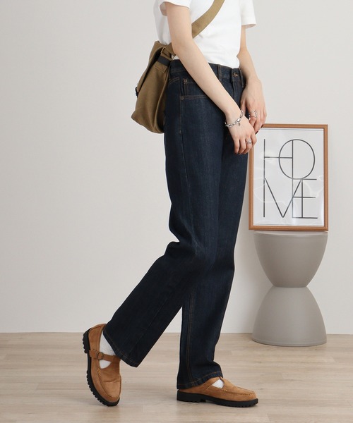 atONE(アットワン)の「スリムストレートデニムパンツ(デニムパンツ・レディース・ネイビー/ワンウォッシュ/ブルー・L/LL/3L/4L/M)」の12枚目の写真