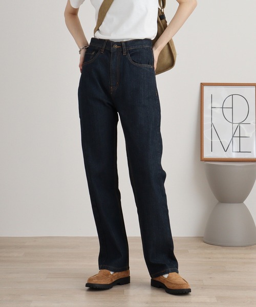 atONE(アットワン)の「スリムストレートデニムパンツ(デニムパンツ・レディース・ネイビー/ワンウォッシュ/ブルー・L/LL/3L/4L/M)」の14枚目の写真