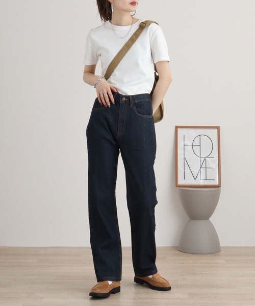atONE(アットワン)の「スリムストレートデニムパンツ(デニムパンツ・レディース・ネイビー/ワンウォッシュ/ブルー・L/LL/3L/4L/M)」の15枚目の写真