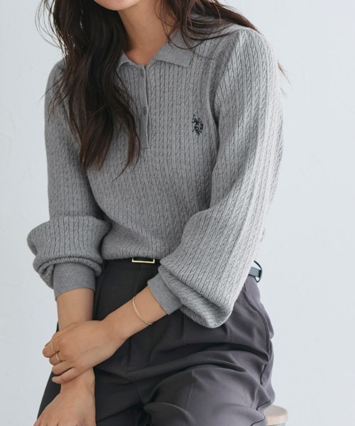 【U.S.POLO ASSN.】ケーブルポロニット（ニット/セーター）｜Pierrot（ピエロ）
