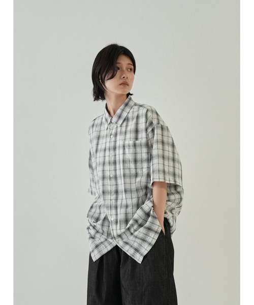 美品✨PROENZA SCHOULE ブラウス 半袖 チェック チュニック 0 d632-1whbk.jpg