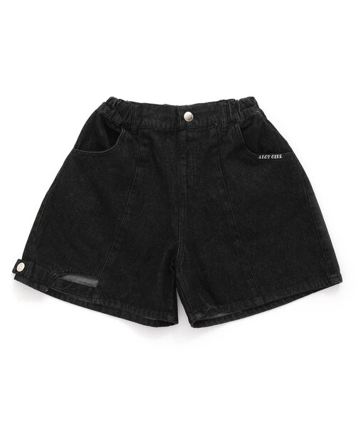 algy(アルジー)の「スソデザインデニムショーパン(デニムパンツ・キッズ・サックスブルー/ブラック/グレー・SMALL/MEDIUM/X-SMALL/XX-SMALL)」の1枚目の写真