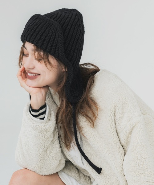 coca（coca）（コカ）の「ニットフライトキャップ（ニットキャップ/ビーニー・レディース・ブラック/グレー/ベージュ・ONE SIZE）」の7枚目の写真