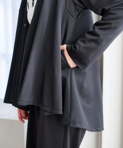 KOBE LETTUCE（コウベレタス）の「ノーカラーフレアペプラムジャケット（ノーカラージャケット・レディース・ブラック/モカ/ネイビー・M）」の10枚目の写真