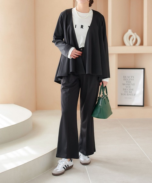 KOBE LETTUCE（コウベレタス）の「ノーカラーフレアペプラムジャケット（ノーカラージャケット・レディース・ブラック/モカ/ネイビー・M）」の13枚目の写真