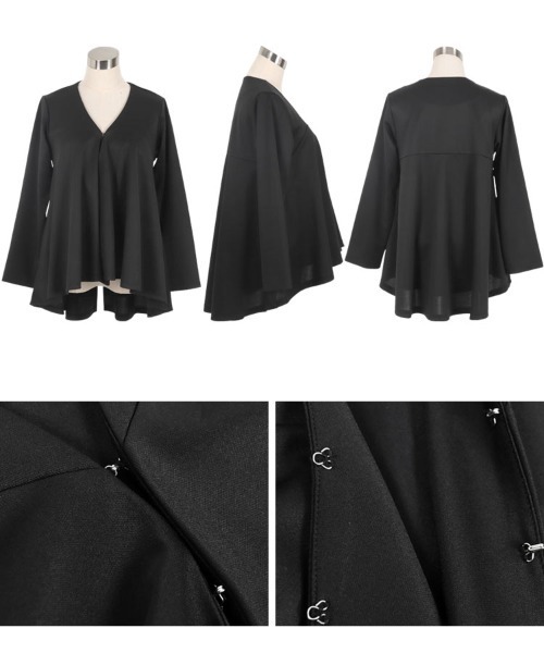 KOBE LETTUCE（コウベレタス）の「ノーカラーフレアペプラムジャケット（ノーカラージャケット・レディース・ブラック/モカ/ネイビー・M）」の4枚目の写真