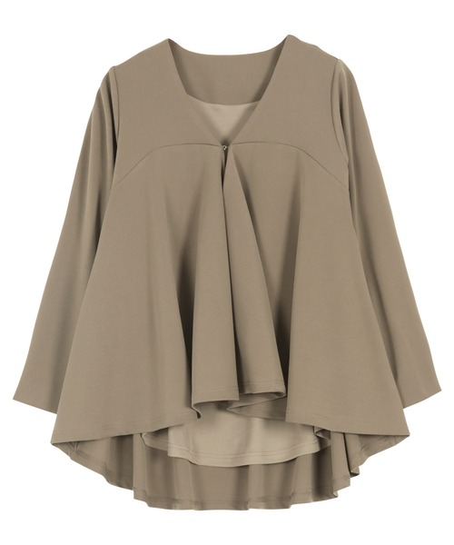 KOBE LETTUCE（コウベレタス）の「ノーカラーフレアペプラムジャケット（ノーカラージャケット・レディース・ブラック/モカ/ネイビー・M）」の8枚目の写真