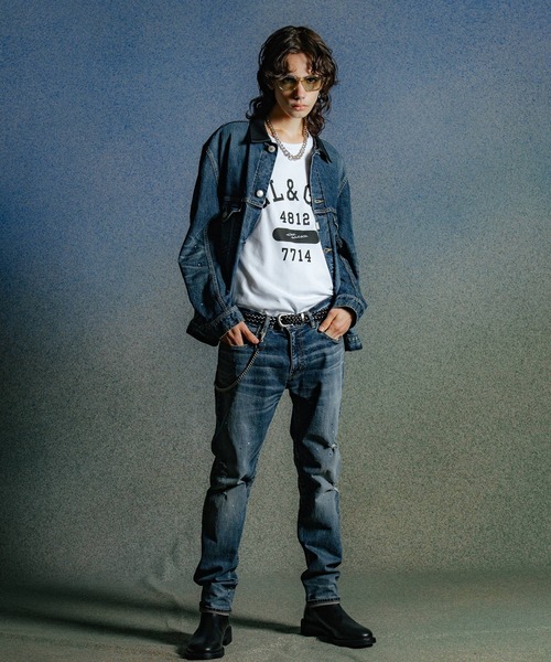 CRIMIE（クライミー）の「BORN FREE 1 SLIM STYLE GARAGE USED SELVEDGE STRETCH JEANS / BORN FREE スリムフィット ガレージユーズド セルビッチ ストレッチ デニムジーンズ パンツ（デニムパンツ・メンズ・インディゴブルー/ブラック・XXL/XL/L/M/S）」の17枚目の写真