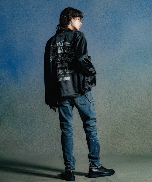 CRIMIE（クライミー）の「BORN FREE 1 SLIM STYLE GARAGE USED SELVEDGE STRETCH JEANS / BORN FREE スリムフィット ガレージユーズド セルビッチ ストレッチ デニムジーンズ パンツ（デニムパンツ・メンズ・インディゴブルー/ブラック・XXL/XL/L/M/S）」の22枚目の写真