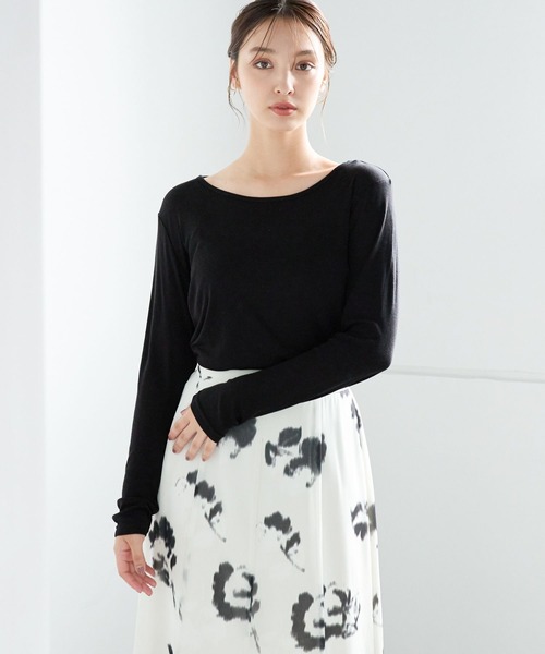 Andemiu（アンデミュウ）の「【WEB限定サイズ】クルーインナーカット247823（Tシャツ/カットソー・レディース・ブラック/オフホワイト・FREE/ﾌﾘ-）」の2枚目の写真