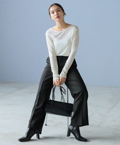 Andemiu（アンデミュウ）の「【WEB限定サイズ】クルーインナーカット247823（Tシャツ/カットソー・レディース・ブラック/オフホワイト・FREE/ﾌﾘ-）」の22枚目の写真