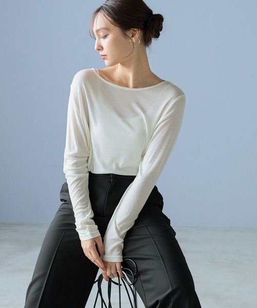 Andemiu（アンデミュウ）の「【WEB限定サイズ】クルーインナーカット247823（Tシャツ/カットソー・レディース・ブラック/オフホワイト・FREE/ﾌﾘ-）」の20枚目の写真