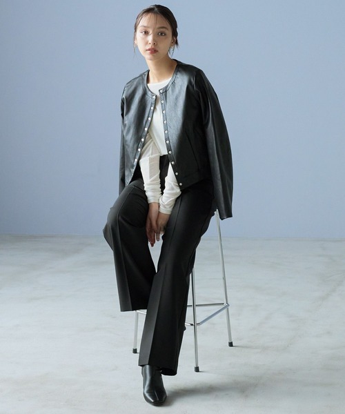 Andemiu（アンデミュウ）の「【WEB限定サイズ】クルーインナーカット247823（Tシャツ/カットソー・レディース・ブラック/オフホワイト・FREE/ﾌﾘ-）」の19枚目の写真