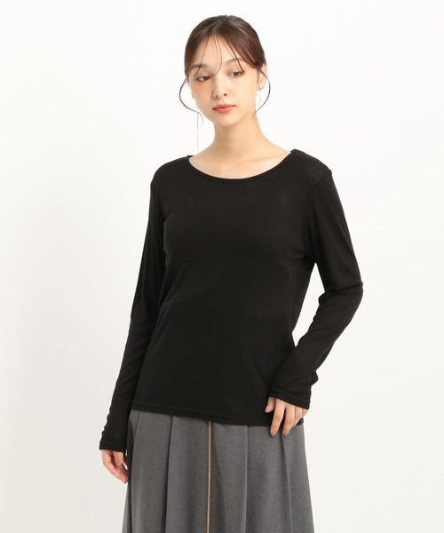 Andemiu（アンデミュウ）の「【WEB限定サイズ】クルーインナーカット247823（Tシャツ/カットソー・レディース・ブラック/オフホワイト・FREE/ﾌﾘ-）」の12枚目の写真