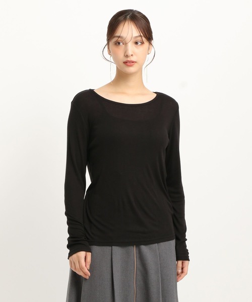 Andemiu（アンデミュウ）の「【WEB限定サイズ】クルーインナーカット247823（Tシャツ/カットソー・レディース・ブラック/オフホワイト・FREE/ﾌﾘ-）」の11枚目の写真