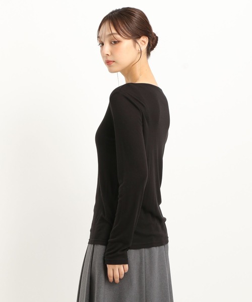 Andemiu（アンデミュウ）の「【WEB限定サイズ】クルーインナーカット247823（Tシャツ/カットソー・レディース・ブラック/オフホワイト・FREE/ﾌﾘ-）」の10枚目の写真