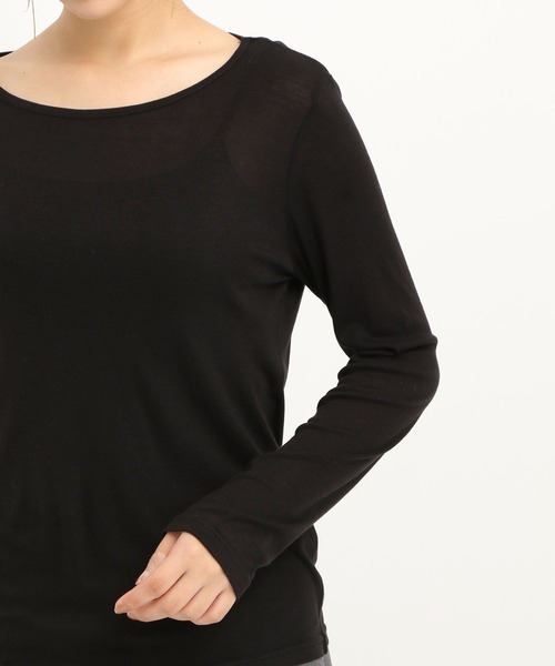 Andemiu（アンデミュウ）の「【WEB限定サイズ】クルーインナーカット247823（Tシャツ/カットソー・レディース・ブラック/オフホワイト・FREE/ﾌﾘ-）」の7枚目の写真