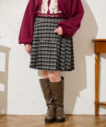 【大きいサイズ】チェックプリーツミニスカート