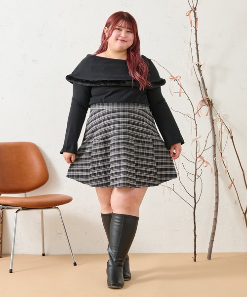 Louiosy(ルオシー)の「【大きいサイズ】チェックプリーツミニスカート(スカート・レディース・ピンク/ダークブラウン/ブラック・X-LARGE/3L/4L)」の10枚目の写真