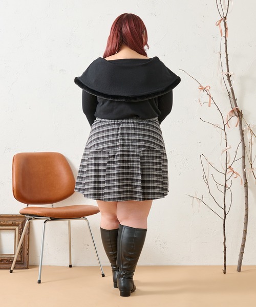 Louiosy(ルオシー)の「【大きいサイズ】チェックプリーツミニスカート(スカート・レディース・ピンク/ダークブラウン/ブラック・X-LARGE/3L/4L)」の12枚目の写真