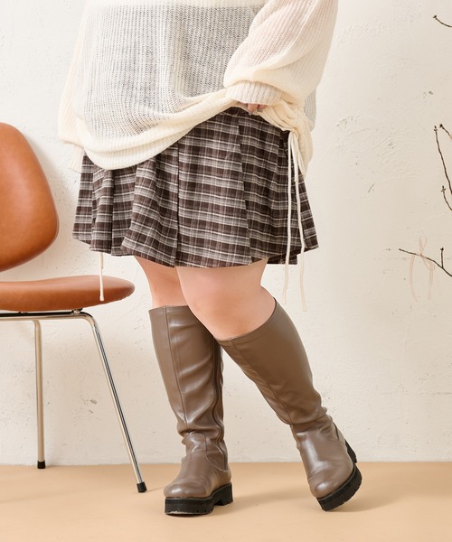 Louiosy(ルオシー)の「【大きいサイズ】チェックプリーツミニスカート(スカート・レディース・ピンク/ダークブラウン/ブラック・X-LARGE/3L/4L)」の14枚目の写真