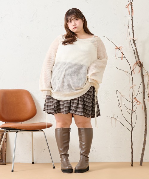 Louiosy(ルオシー)の「【大きいサイズ】チェックプリーツミニスカート(スカート・レディース・ピンク/ダークブラウン/ブラック・X-LARGE/3L/4L)」の16枚目の写真