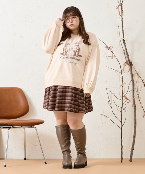 Louiosy(ルオシー)の「【大きいサイズ】チェックプリーツミニスカート(スカート・レディース・ピンク/ダークブラウン/ブラック・X-LARGE/3L/4L)」の21枚目の写真