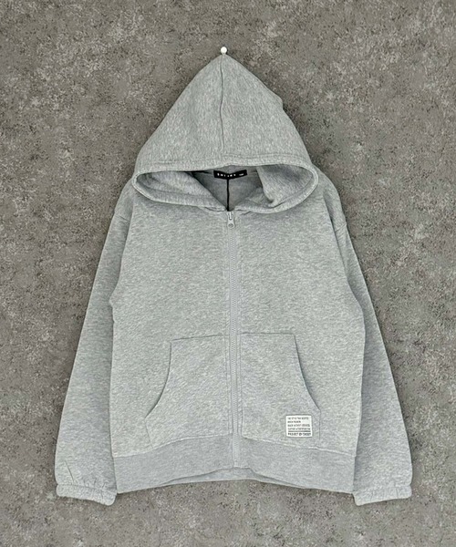 THE CASUAL（カジュアル）の「綿タッチ　裏起毛　ちょいBIG ZIPパーカー（パーカー・キッズ・チャコール/ベージュ/オートミール/ブラック/杢グレー/ヘザーチャコール・110cm/120cm/130cm/140cm/150cm/160cm）」の3枚目の写真