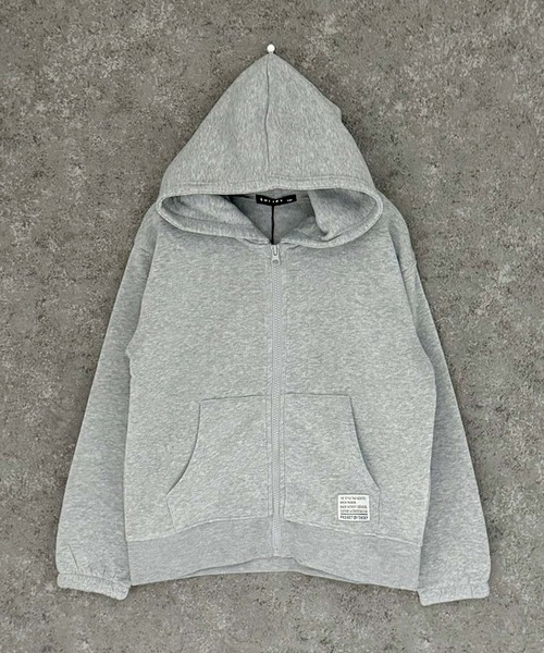 THE CASUAL（カジュアル）の「綿タッチ　裏起毛　ちょいBIG ZIPパーカー（パーカー・キッズ・チャコール/ベージュ/オートミール/ブラック/杢グレー/ヘザーチャコール・110cm/120cm/130cm/140cm/150cm/160cm）」の8枚目の写真