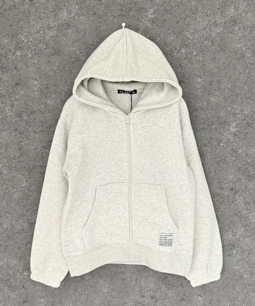 THE CASUAL（カジュアル）の「綿タッチ　裏起毛　ちょいBIG ZIPパーカー（パーカー・キッズ・チャコール/ベージュ/オートミール/ブラック/杢グレー/ヘザーチャコール・110cm/120cm/130cm/140cm/150cm/160cm）」の12枚目の写真