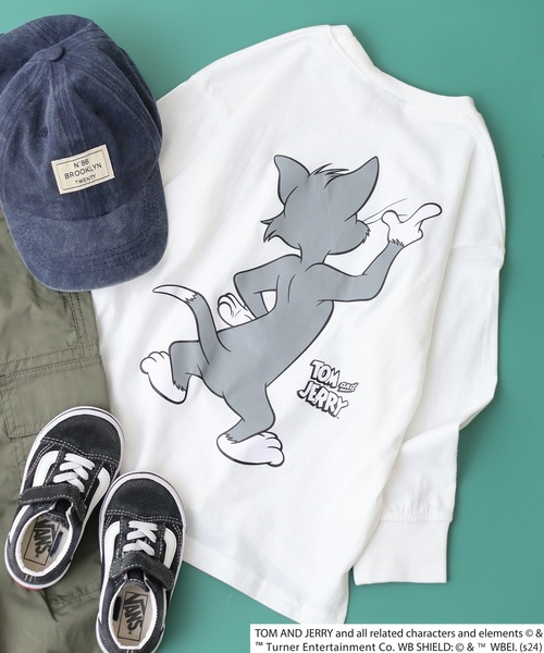 Tom&Jerry(トムアンドジェリー)の「TOM&JERRY バックプリント オーバーTシャツ KIDS(Tシャツ/カットソー・キッズ・チャコール/ベージュ/パープル/オフホワイト/杢グレー/ダークグリーン/ホワイト系1/ブラック/オレンジ/ベージュ系1/ホワイト系3/チャコールグレー/ネイビー/ダークグリーン系1/ブラック系1/ホワイト系2・120/130/140/150/160/110)」の3枚目の写真
