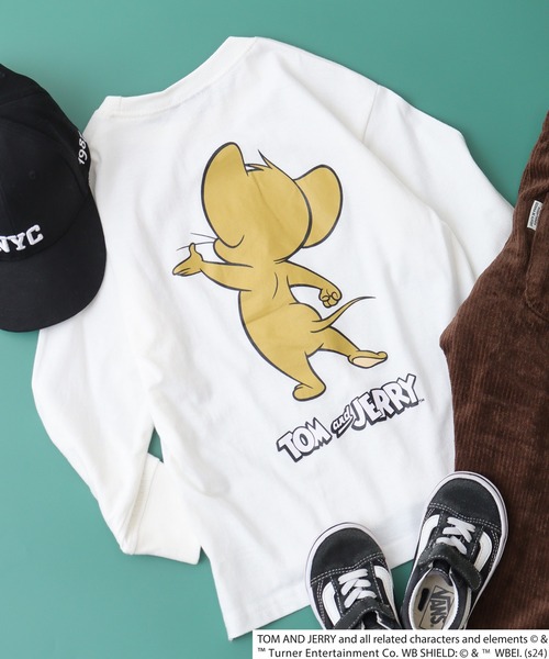 Tom&Jerry(トムアンドジェリー)の「TOM&JERRY バックプリント オーバーTシャツ KIDS(Tシャツ/カットソー・キッズ・チャコール/ベージュ/パープル/オフホワイト/杢グレー/ダークグリーン/ホワイト系1/ブラック/オレンジ/ベージュ系1/ホワイト系3/チャコールグレー/ネイビー/ダークグリーン系1/ブラック系1/ホワイト系2・120/130/140/150/160/110)」の2枚目の写真