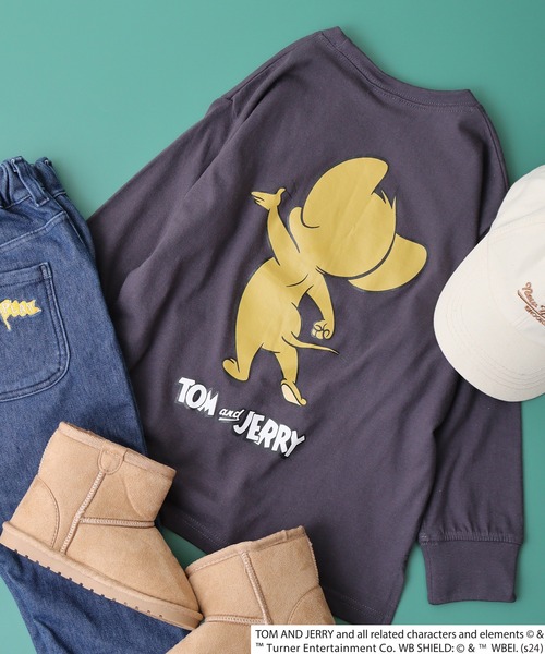 Tom&Jerry(トムアンドジェリー)の「TOM&JERRY バックプリント オーバーTシャツ KIDS(Tシャツ/カットソー・キッズ・チャコール/ベージュ/パープル/オフホワイト/杢グレー/ダークグリーン/ホワイト系1/ブラック/オレンジ/ベージュ系1/ホワイト系3/チャコールグレー/ネイビー/ダークグリーン系1/ブラック系1/ホワイト系2・120/130/140/150/160/110)」の10枚目の写真