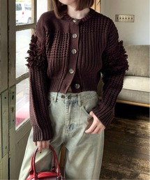 編地切替ループニットカーディガン[大人 カジュアル 着回し力抜群]≪再入荷≫