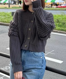 clear | 編地切替ループニットカーディガン[もこもこ　ローゲージ　大人]≪2024AW新作≫(カーディガン/ボレロ)