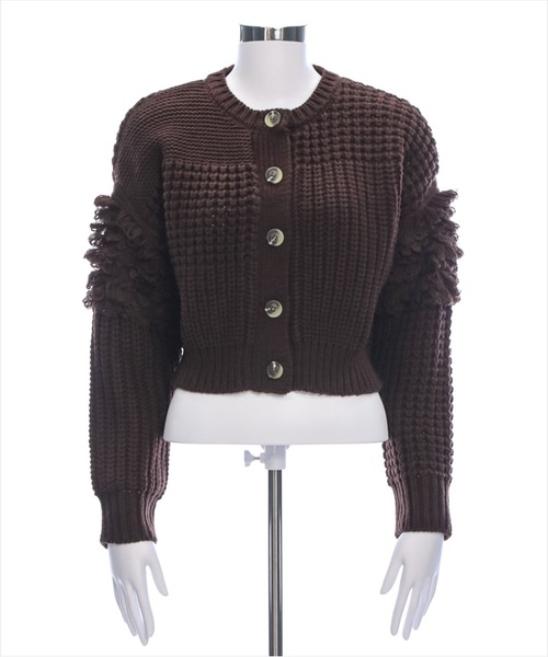 clear（クリア）の「編地切替ループニットカーディガン[大人 カジュアル 着回し力抜群]≪再入荷≫（カーディガン/ボレロ・レディース・アイボリー/チャコールグレー/ブラウン/グレイッシュベージュ・F）」の11枚目の写真